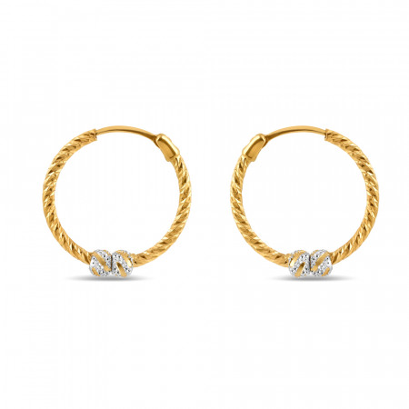22ct Gold Diamond Cut Hoop Fancy Bali