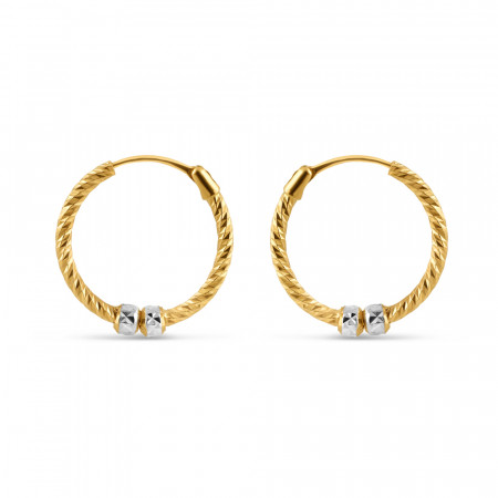 Fancy Diamond Cut Bali Earring | Rhodium Finish