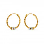 Ausgefallener Bali-Ohrring mit Diamantschliff | Rhodium Finish