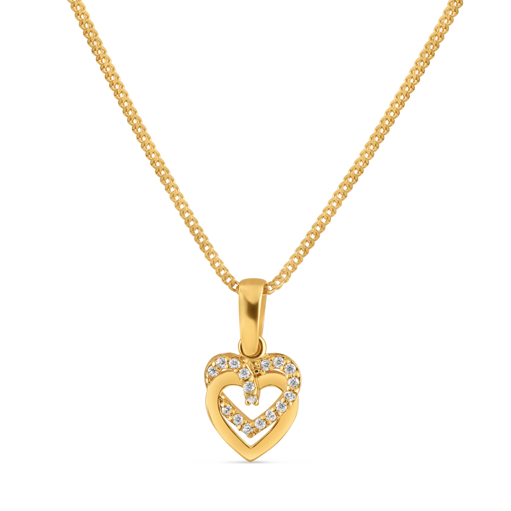 قلادة قلب من الذهب الفاخر عيار 22 قيراط من حجر CZ للسيدات قلادة قلب من الذهب الفاخر عيار 22 قيراط من حجر CZ للسيدات
