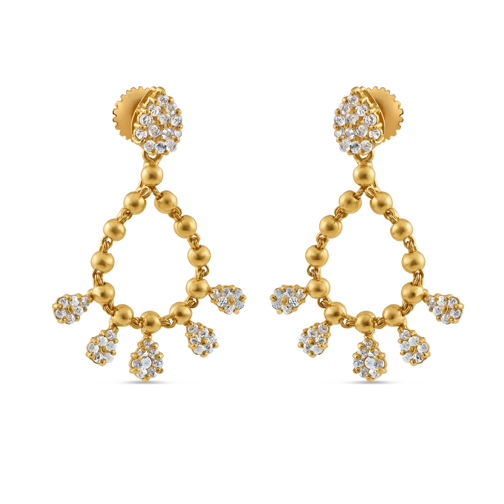 22 Ayar Altın Polki Taşlı Küpe | 24 mm 22 Ayar Altın Polki Taşlı Küpe | 24 mm