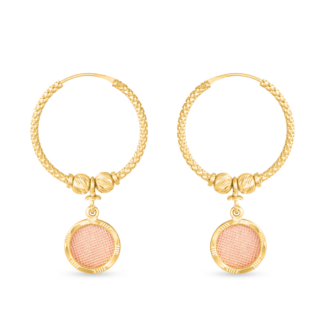 22ct Gold Fancy Bali Hoop Earrings With Rose Gold Finish