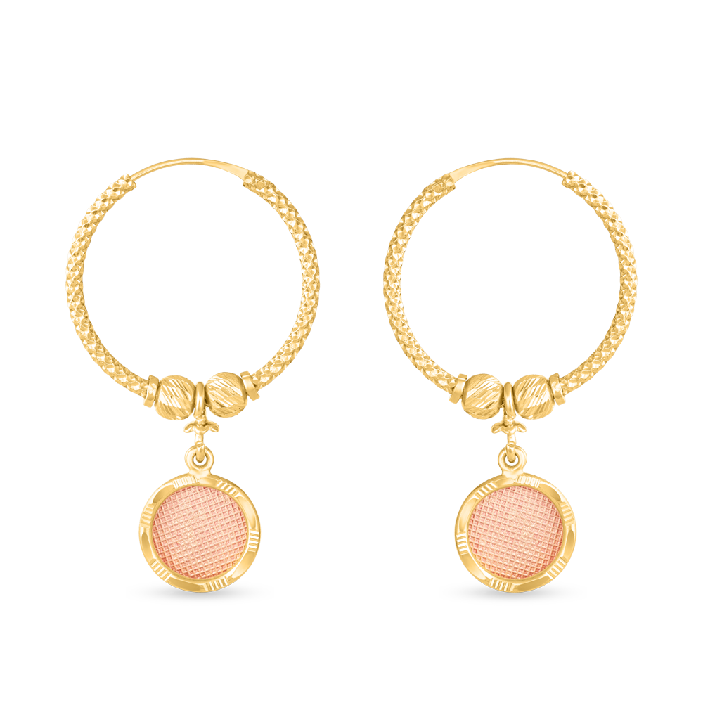 أقراط بالي دائرية فاخرة من الذهب عيار 22 قيراط بلمسة نهائية ذهبية وردية أقراط بالي دائرية فاخرة من الذهب عيار 22 قيراط بلمسة نهائية ذهبية وردية