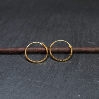 Yellow Gold Diamond Cut Hoop Earring Yellow Gold Diamond Cut Hoop Earring