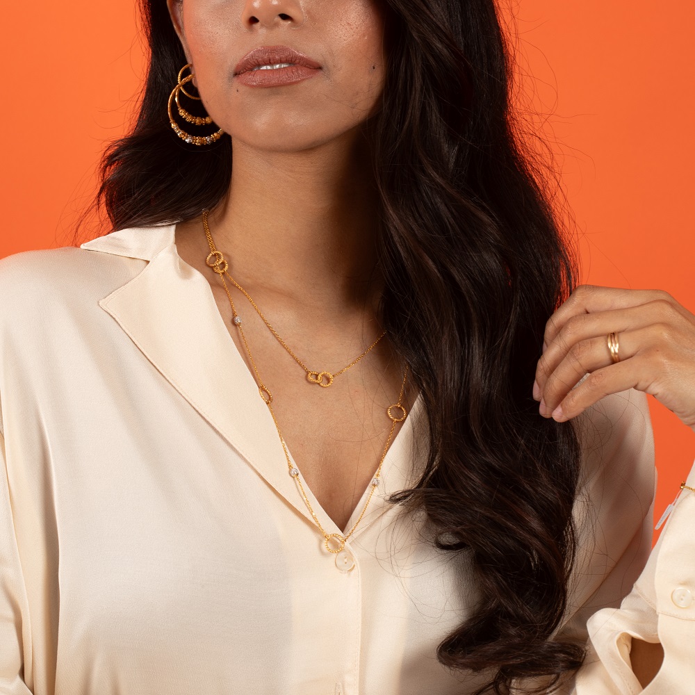 22ct Gold Designer Hoop Earring | Rhodium finish