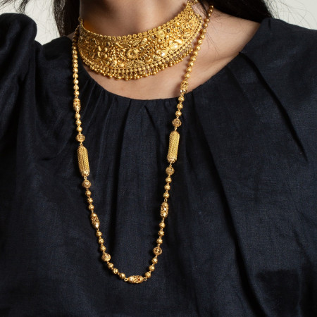 22ct Gold Halskette für Braut | Antike Matte Finish | Rosette Kollektion