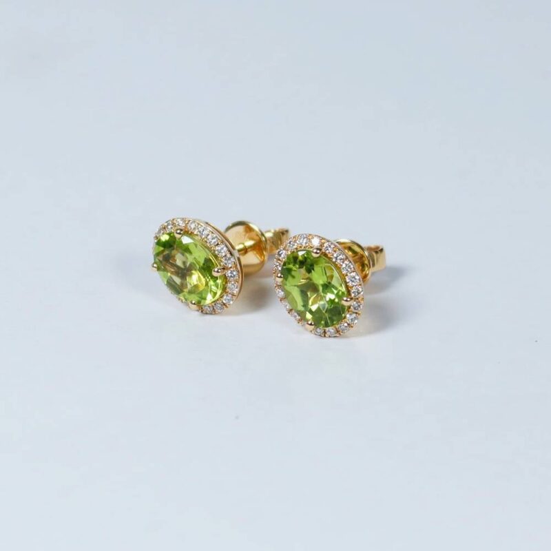 18ct Gelbgold Diamant mit Peridot Ohrstecker