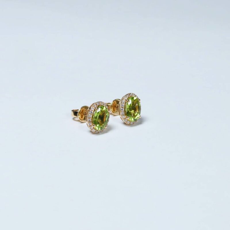 18ct Gelbgold Diamant mit Peridot Ohrstecker