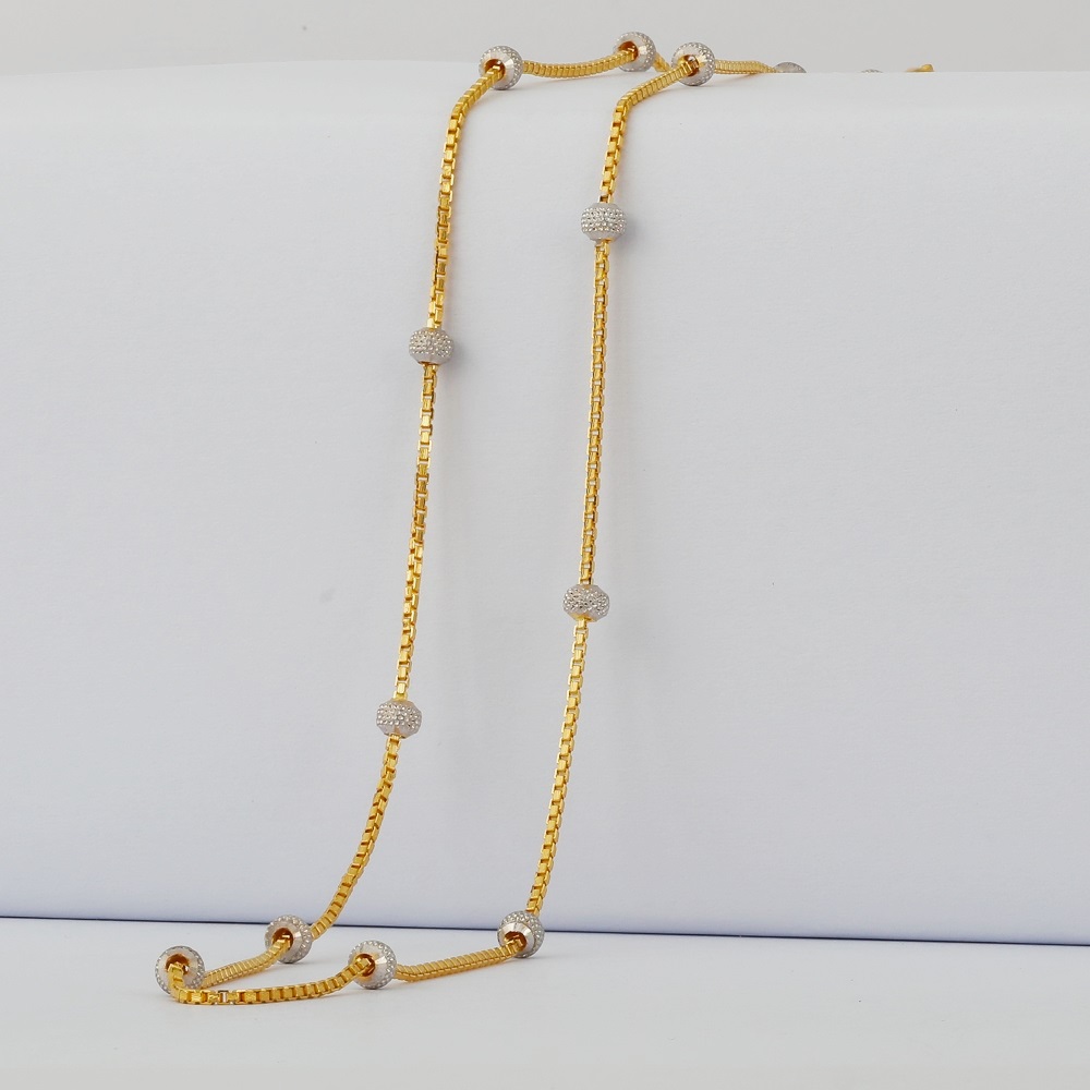 22ct Gold Bead Chain for Ladies | 18 Inches | Rhodium Finish 22ct Gold Bead Chain for Ladies | 18 Inches | Rhodium Finish