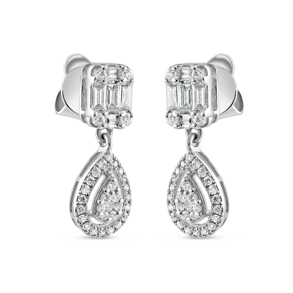 18 Ayar Beyaz Altın Damla Pırlanta Küpe 18 Ayar Beyaz Altın Damla Pırlanta Küpe