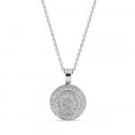 18 Ayar Beyaz Altın Pırlantalı Yuvarlak Şekilli Kolye