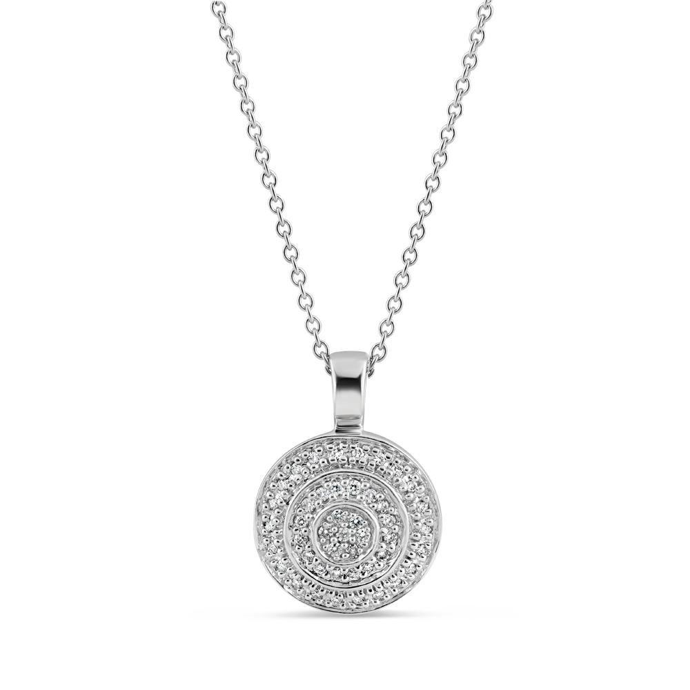 18 Ayar Beyaz Altın Pırlantalı Yuvarlak Şekilli Kolye 18 Ayar Beyaz Altın Pırlantalı Yuvarlak Şekilli Kolye