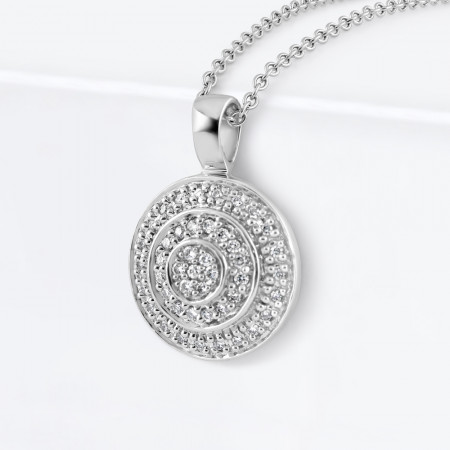 18ct White Gold Round Shaped Pendant with Diamond 18ct White Gold Round Shaped Pendant with Diamond