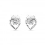 18 Ayar Beyaz Altın Pırlantalı Kalp Şeklinde Saplama