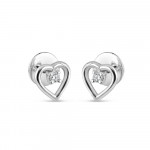 18 Ayar Beyaz Altın Pırlantalı Kalp Şeklinde Saplama