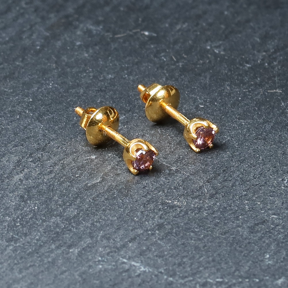 22 Ayar Altın Yuvarlak Açık Pembe CZ Küpe 22 Ayar Altın Yuvarlak Açık Pembe CZ Küpe