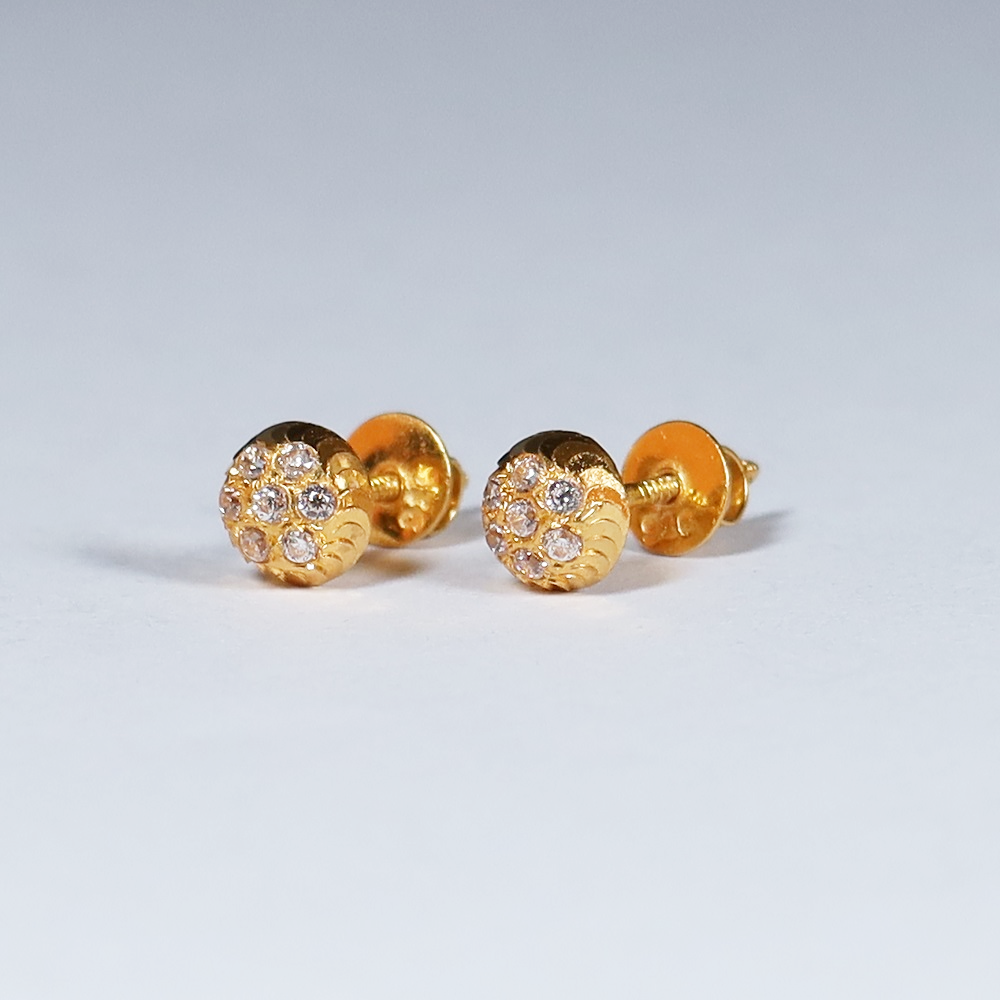 22ct Gold Cubic Zirconia Round Stud Earrings 22ct Gold Cubic Zirconia Round Stud Earrings