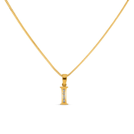 22ct Gold Initial I Pendant with CZ Stone | 0.6 Inches 22ct Gold Initial I Pendant with CZ Stone | 0.6 Inches