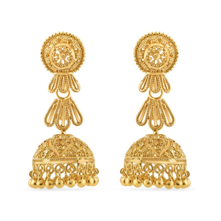22ct Gold Jhumkha Earring | Jali Filigree Collection 22ct Gold Jhumkha Earring | Jali Filigree Collection