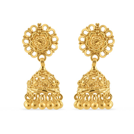 22ct Gold Jhumkha Earring | Jali Filigree Collection