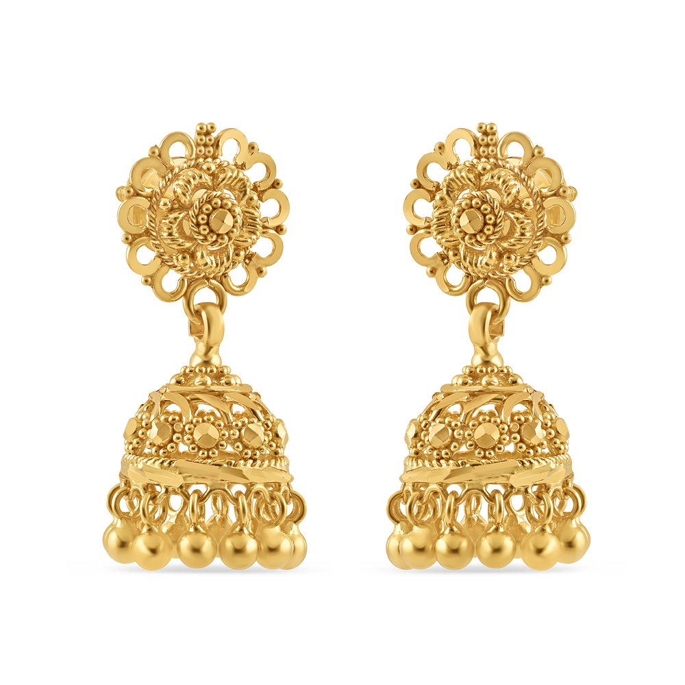 22 Ayar Altın Jhumkha Küpe | Jali Filigree Koleksiyonu 22 Ayar Altın Jhumkha Küpe | Jali Filigree Koleksiyonu