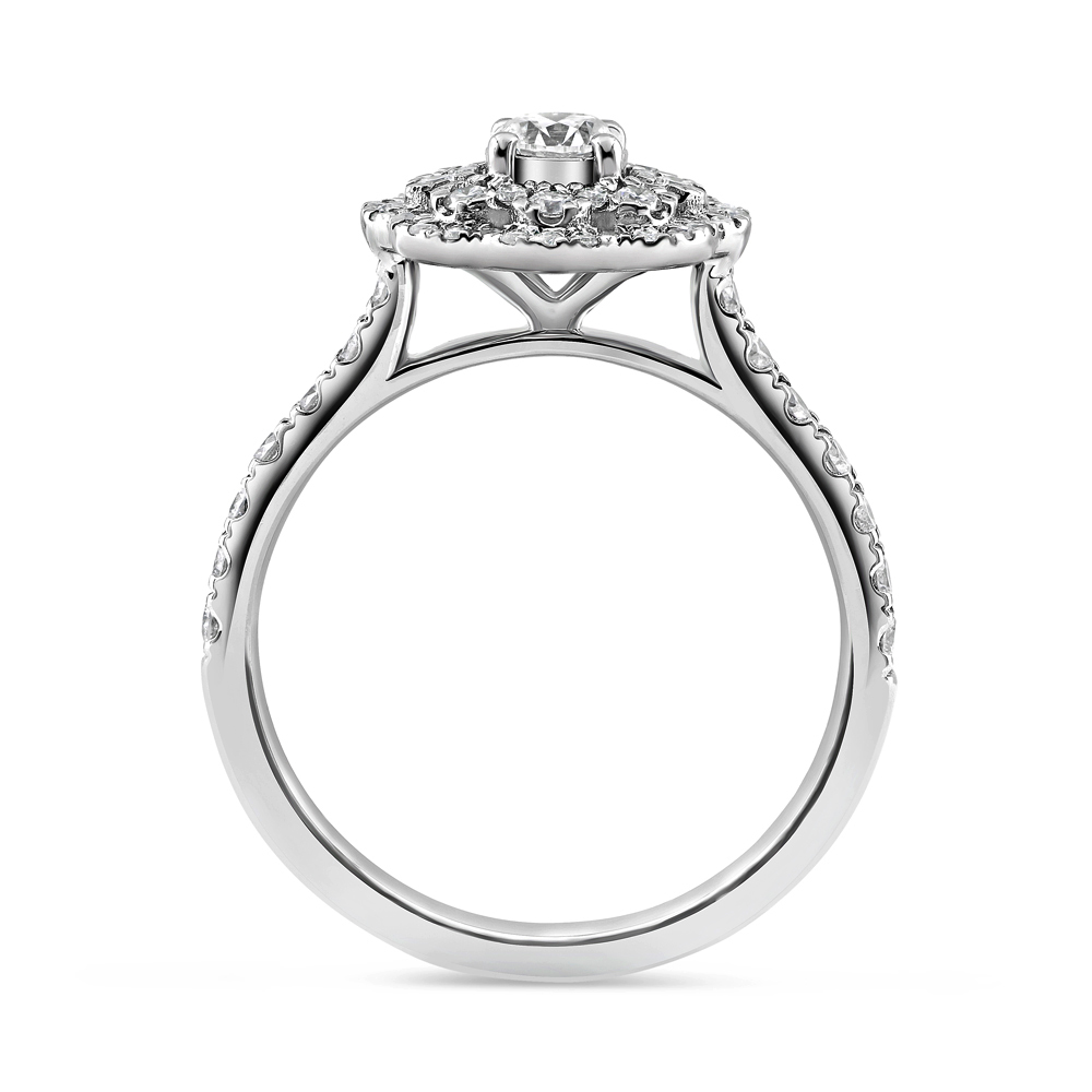 Blumenförmiger Ring aus Platin mit Diamant