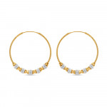 Rodyum Kaplama Boncuklu 22 Ayar Altın Halka Bali