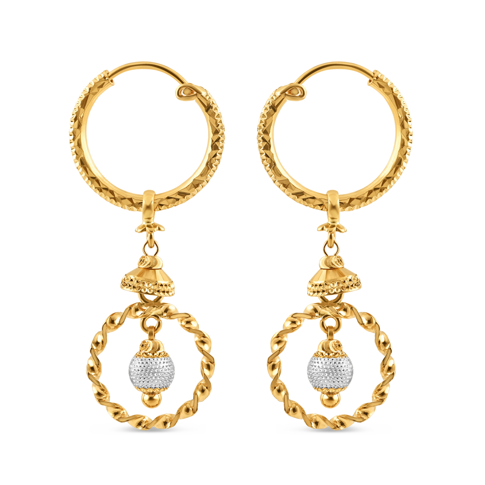 22ct Gold Fancy Hoop Earrings With Rhodium Finish at online