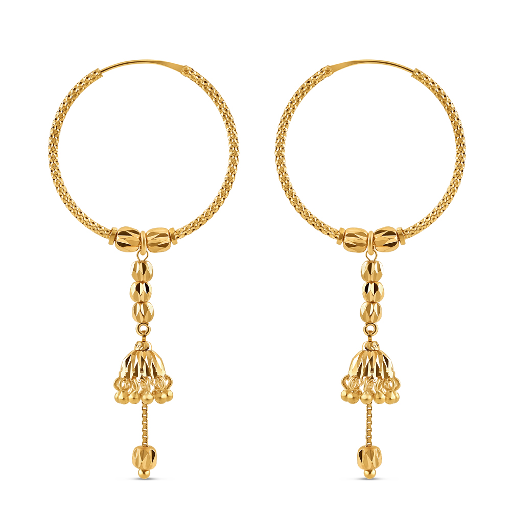 22ct Gold Fancy Hoop with Jumkha Earring 22ct Gold Fancy Hoop with Jumkha Earring