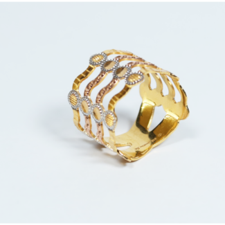 22k Gold Ring with Rhodium & Rose Gold Finish | Size M 1/2 22k Gold Ring with Rhodium & Rose Gold Finish | Size M 1/2