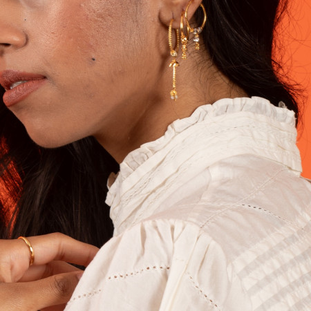 22 Ayar Altın Halka Küpe | Rodyum kaplamalı 22 Ayar Altın Halka Küpe | Rodyum kaplamalı