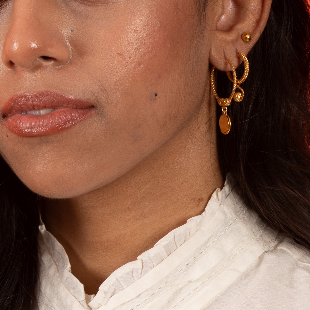 22ct Gold Scheibe Reifen Ohrringe