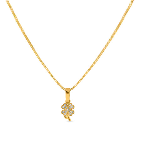 Clover Gold Pendant | with CZ Stones