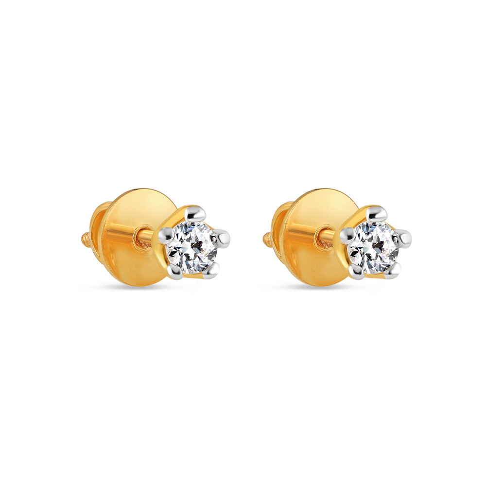 22ct Gold Studs with Single CZ Stone