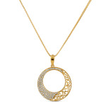 CZ Taşlı Dairesel Tasarım Altın Kolye Ucu CZ Taşlı Dairesel Tasarım Altın Kolye Ucu