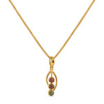 Çok Renkli Kübik Zirkon Taşlı Altın Kolye