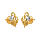 22ct Gold Heart Stud Earring | with Rhodium Finish