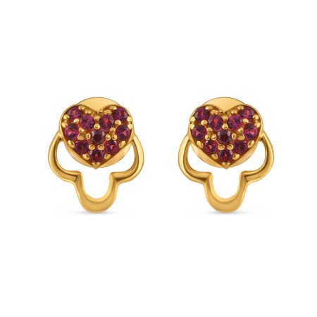 22ct Gold Heart Stud Earring with CZ Stones