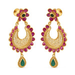 Yakut ve Zümrüt Taşlı 22 Ayar Altın Damla Küpe Yakut ve Zümrüt Taşlı 22 Ayar Altın Damla Küpe