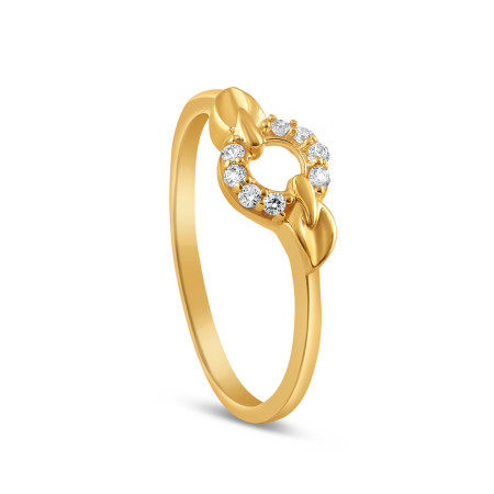 22ct Gold CZ with Leaf Style Ring | Size L 22ct Gold CZ with Leaf Style Ring | Size L
