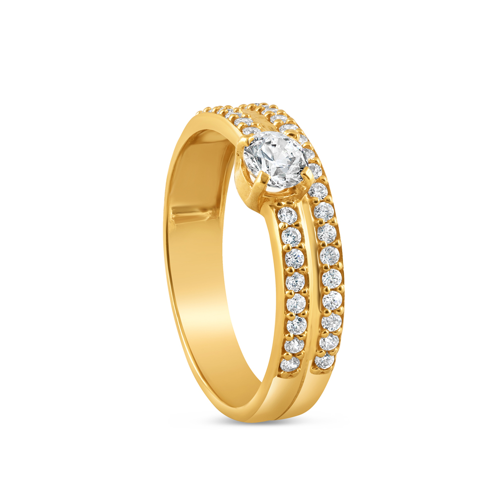 Double Layered CZ Gold Ring | Size L Double Layered CZ Gold Ring | Size L