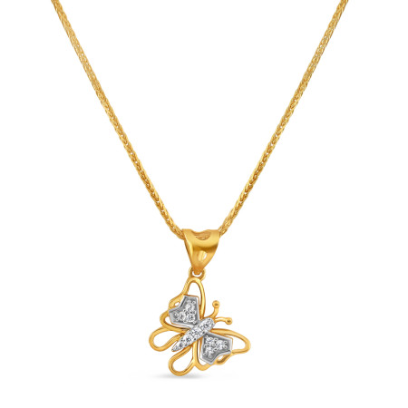22ct Gold Butterfly Pendant with CZ Stone