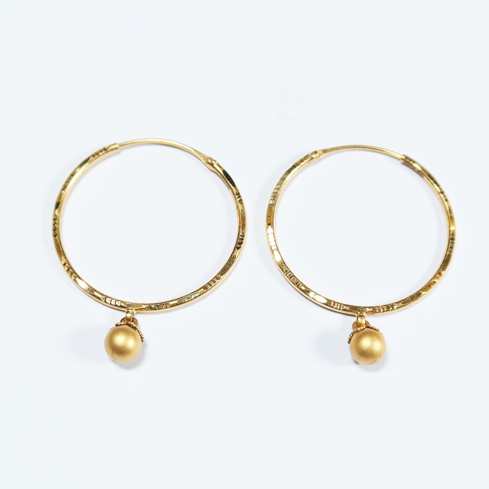 Boncuklu 22 Ayar Altın Halka Küpe Boncuklu 22 Ayar Altın Halka Küpe