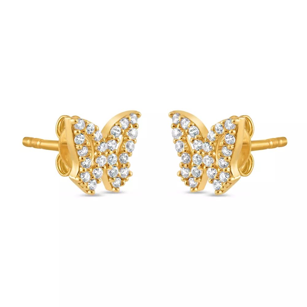 Butterfly Stud Earring with CZ Stones Butterfly Stud Earring with CZ Stones