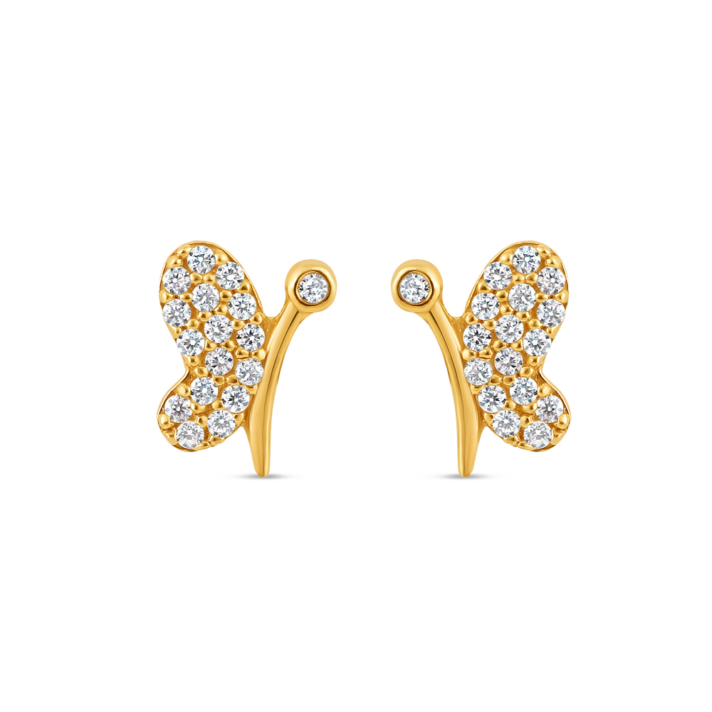 22ct Gold Schmetterling Ohrstecker | mit CZ Steinen
