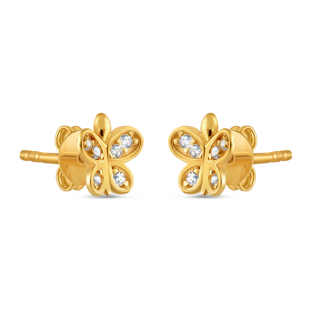 Gelbgold Schmetterling Ohrstecker | mit CZ Steinen