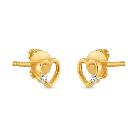 22ct Gold Single Stone Heart Stud Earring 22ct Gold Single Stone Heart Stud Earring