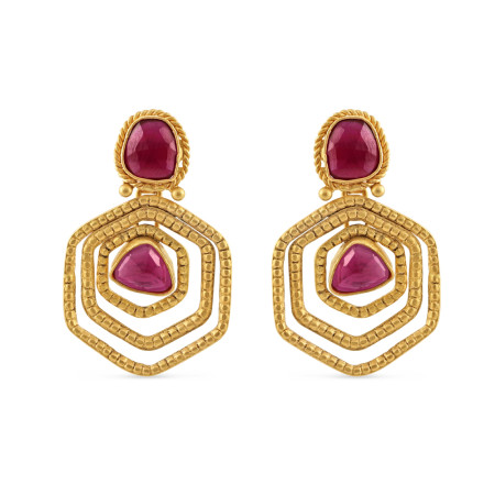 22ct Gold Hexagon Design Drop Earring 22ct Gold Hexagon Design Drop Earring