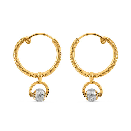 22ct Gold Fancy Hoop Earring Bali | With Rhodium Finish 22ct Gold Fancy Hoop Earring Bali | With Rhodium Finish