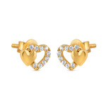 Gold Heart Earring with CZ Stones